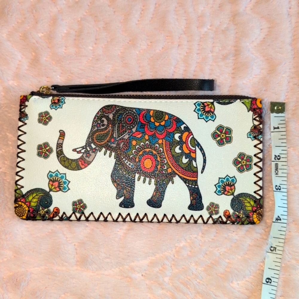 BNWOT Colorful Elephant Pattern Wristlet/Wallet - Picture 7 of 8